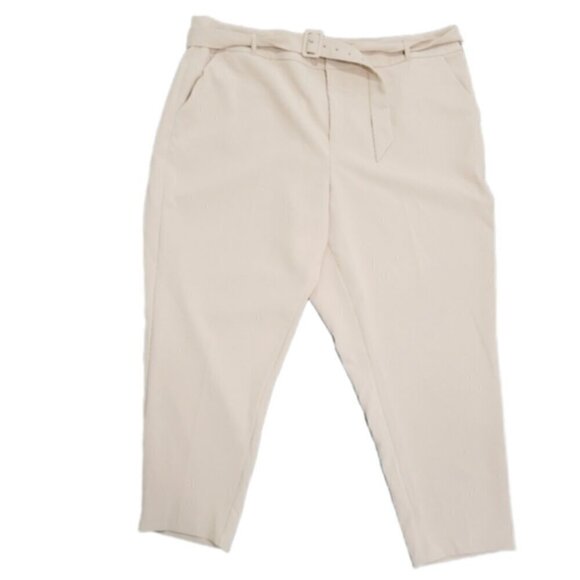 Torrid belted straight leg trouser pant woven beige - Picture 2 of 10